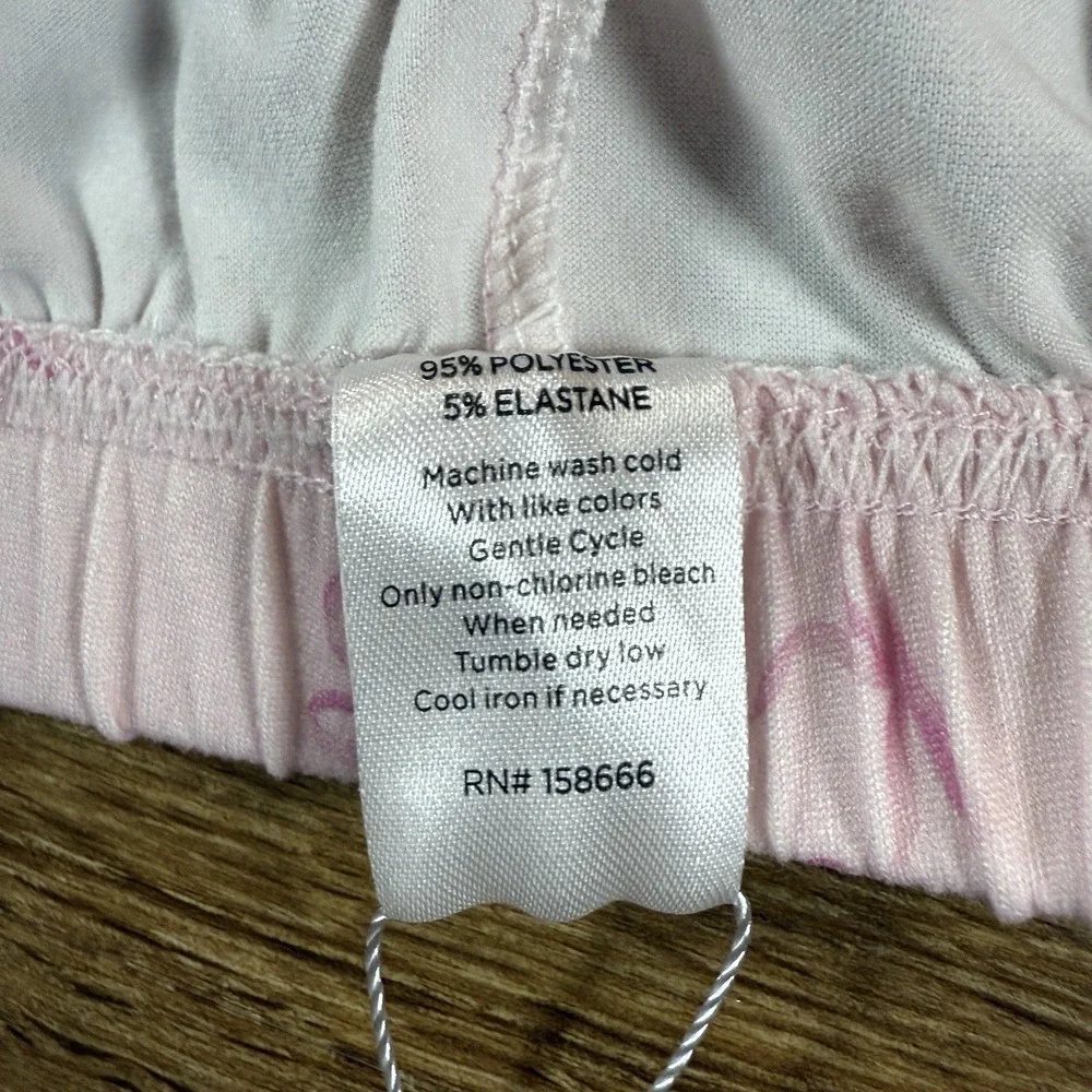 Mia & Tess Pink Lounge Shorts Small – Bow Print Pajama Sleep Shorts NWT